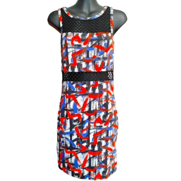 Topshop Abstract Print Mini Dress - Red, Blue, Black - Picture 7 of 9